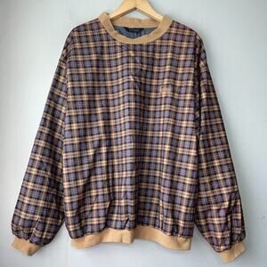 Vintage Size M Plaid Pullover Golf Windbreaker Jacket Old Money Dark Academia